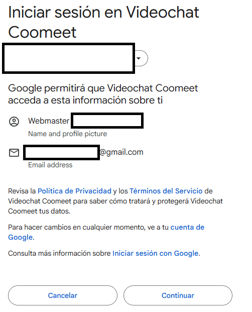 Cómo ser modelo webcam. Registracion en Coomeet - con permiso para iniciar sesión a través de Google.