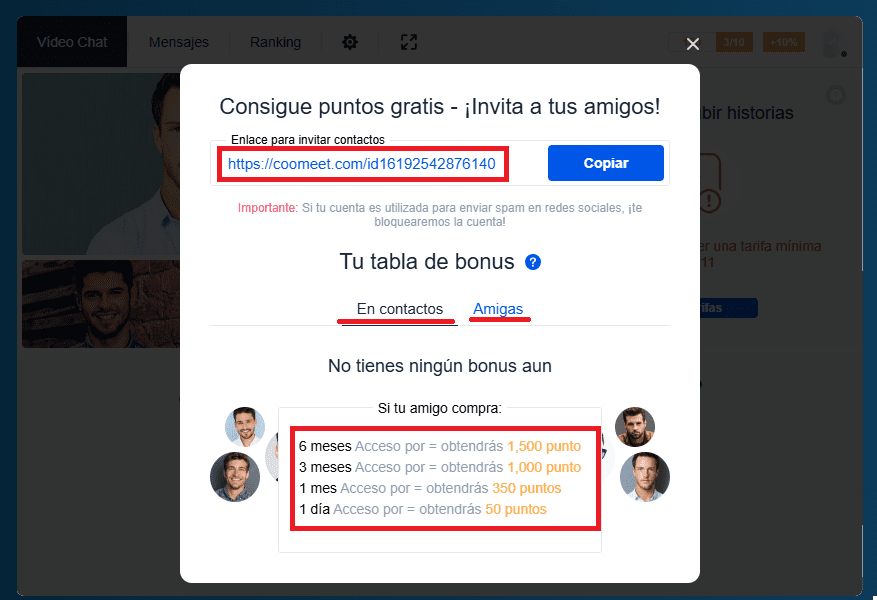 Programa de afiliados para modelos de Coomeet