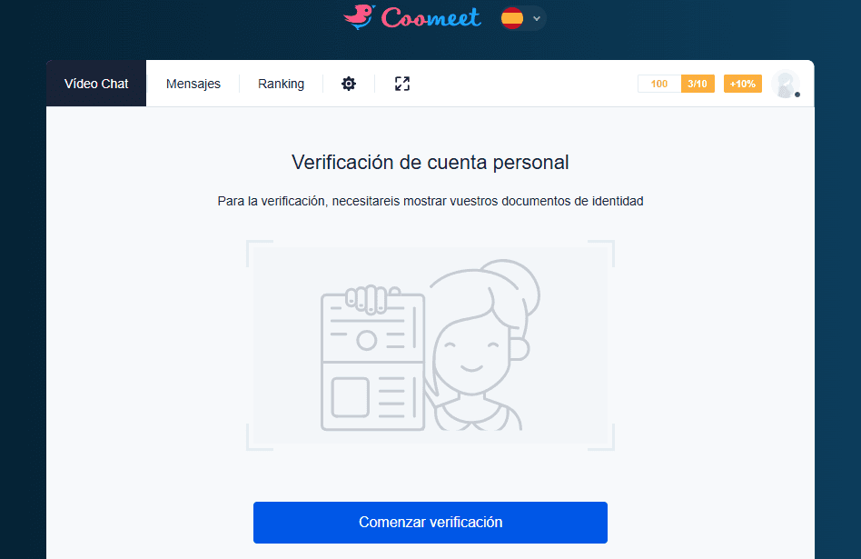 Verificación como modelo de webcam en CooMeet